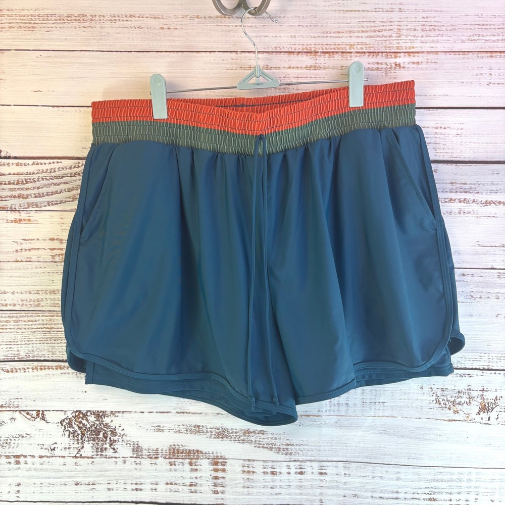 Dolphin Swim Shorts Meet.Curve 3XL Blue Nylon Spandex Colorblock Athletic Curvy